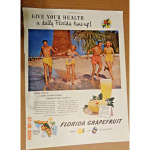 Vintage Print Ad -1948 for Florida Grapefruit Beach Swimsuits Bikinis